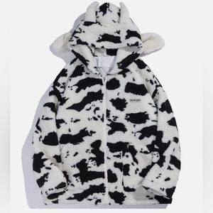 Aelfric Eden Cow Print Sherpa Jacket
